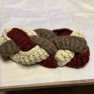 Handcrafted Braided Headband - Red, Brown, and Cream